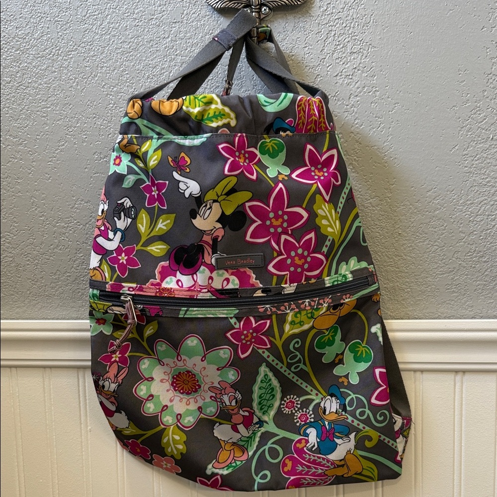 Disney Gray Floral Backpack with Characters